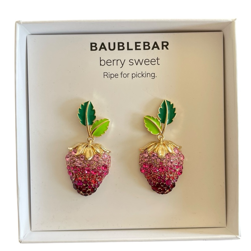 BAUBLEBAR Pierced Berry Sweet Strawberry Rhinestone Earrings